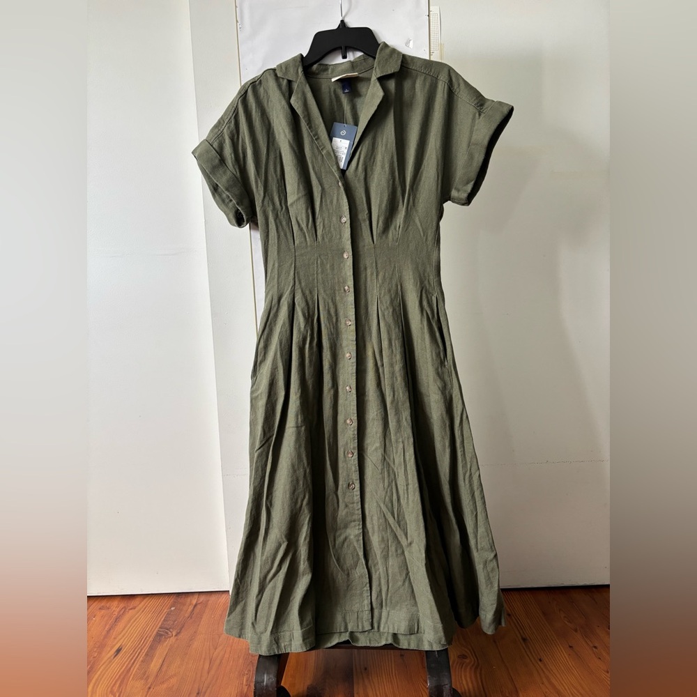 Olive and White Women's Dresses - Picture 2 of 16